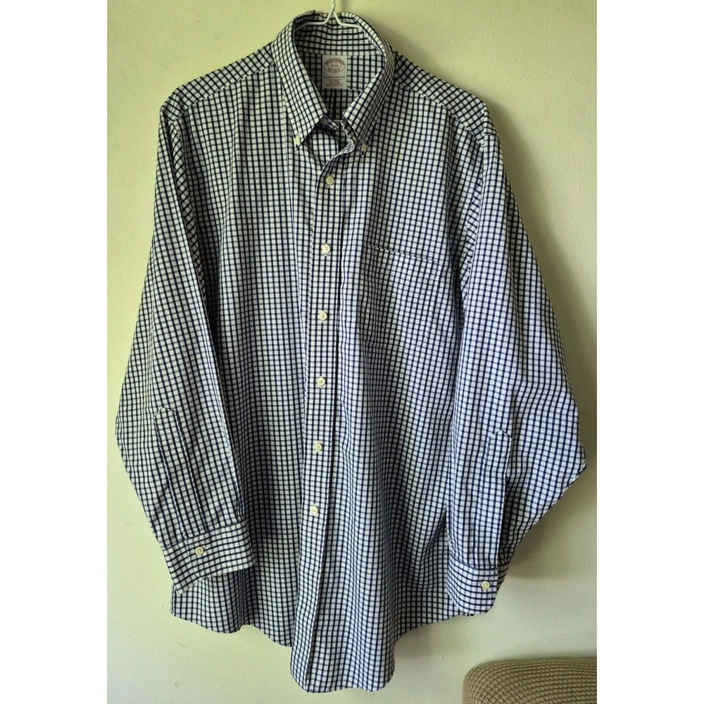 Brooks Brothers Men's Navy/White Gingham Check Button Down Sport Shirt‎ 16-33